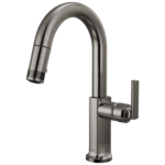 Brizo Kintsu Pull-Down Prep Faucet with Arc Spout in Lumicoat® Black Onyx with Lever handle, 63906LF-BNXLHP-L--HLK006-BNX-L