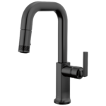 Brizo Kintsu Pull-Down Prep Faucet with Square Spout in Matte Black with Lever handle, 63907LF-BLLHP--HLK006-BL