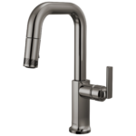 Brizo Kintsu Pull-Down Prep Faucet with Square Spout in Lumicoat® Black Onyx with Lever handle, 63907LF-BNXLHP-L--HLK006-BNX-L