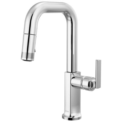 Brizo Kintsu Pull-Down Prep Faucet with Square Spout in Lumicoat® Polished Chrome with Lever handle, 63907LF-PCLHP-L--HLK006-PC-L