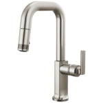 Brizo Kintsu Pull-Down Prep Faucet with Square Spout in Lumicoat® Stainless with Lever handle, 63907LF-SSLHP-L--HLK006-SS-L