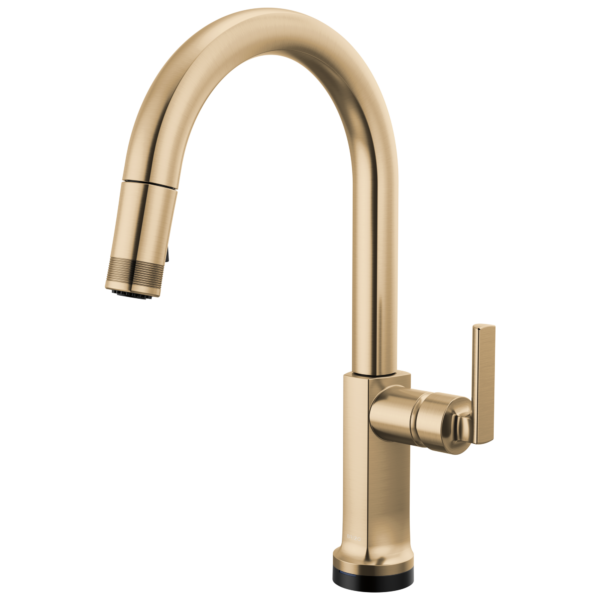 Brizo Kintsu SmartTouch® Pull-Down Faucet with Arc Spout in Lumicoat® Luxe Gold® with Lever handle, 64006LF-GLLHP-L--HLK006-GL-L
