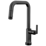 Brizo Kintsu SmartTouch® Pull-Down Faucet with Square Spout in Matte Black with Lever handle, 64007LF-BLLHP--HLK006-BL