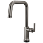 Brizo Kintsu SmartTouch® Pull-Down Faucet with Square Spout in Lumicoat® Black Onyx with Lever handle, 64007LF-BNXLHP-L--HLK006-BNX-L