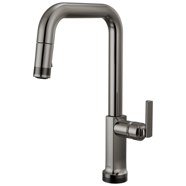 Brizo Kintsu SmartTouch® Pull-Down Faucet with Square Spout in Lumicoat® Black Onyx with Lever handle, 64007LF-BNXLHP-L--HLK006-BNX-L
