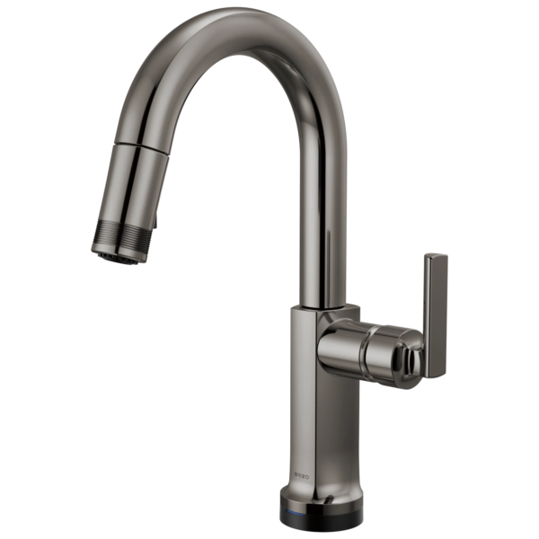 Brizo Kintsu SmartTouch® Pull-Down Prep Faucet with Arc Spout in Lumicoat® Black Onyx with Lever handle, 64906LF-BNXLHP-L--HLK006-BNX-L