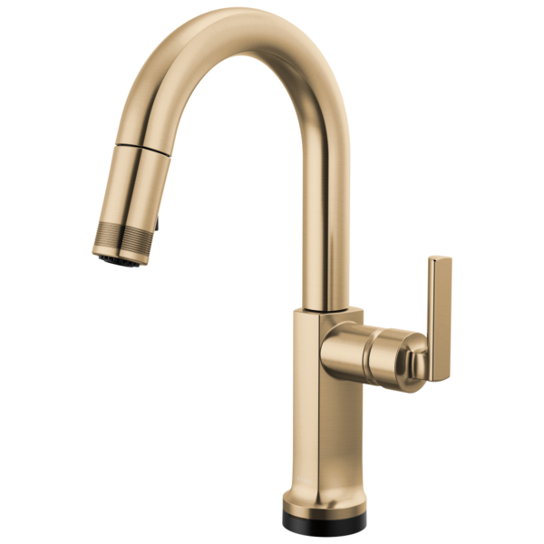 Brizo Kintsu SmartTouch® Pull-Down Prep Faucet with Arc Spout in Lumicoat® Luxe Gold® with Lever handle, 64906LF-GLLHP-L--HLK006-GL-L