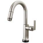 Brizo Kintsu SmartTouch® Pull-Down Prep Faucet with Arc Spout in Lumicoat® Stainless with Lever handle, 64906LF-SSLHP-L--HLK006-SS-L