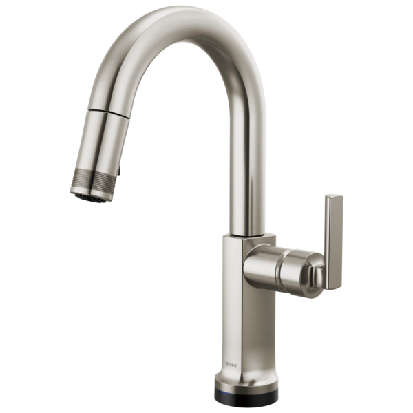 Brizo Kintsu SmartTouch® Pull-Down Prep Faucet with Arc Spout in Lumicoat® Stainless with Lever handle, 64906LF-SSLHP-L--HLK006-SS-L