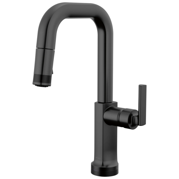 Brizo Kintsu SmartTouch® Pull-Down Prep Faucet with Square Spout in Matte Black with Lever handle, 64907LF-BLLHP--HLK006-BL