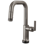 Brizo Kintsu SmartTouch® Pull-Down Prep Faucet with Square Spout in Lumicoat® Black Onyx with Lever handle, 64907LF-BNXLHP-L--HLK006-BNX-L