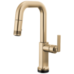 Brizo Kintsu SmartTouch® Pull-Down Prep Faucet with Square Spout in Lumicoat® Luxe Gold® with Lever handle, 64907LF-GLLHP-L--HLK006-GL-L