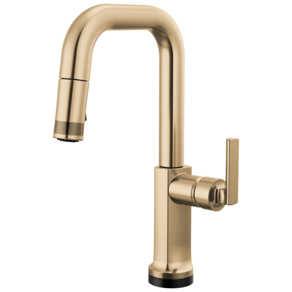 Brizo Kintsu SmartTouch® Pull-Down Prep Faucet with Square Spout in Lumicoat® Luxe Gold® with Lever handle, 64907LF-GLLHP-L--HLK006-GL-L