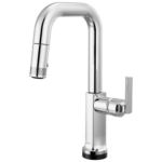 Brizo Kintsu SmartTouch® Pull-Down Prep Faucet with Square Spout in Lumicoat® Polished Chrome with Lever handle, 64907LF-PCLHP-L--HLK006-PC-L