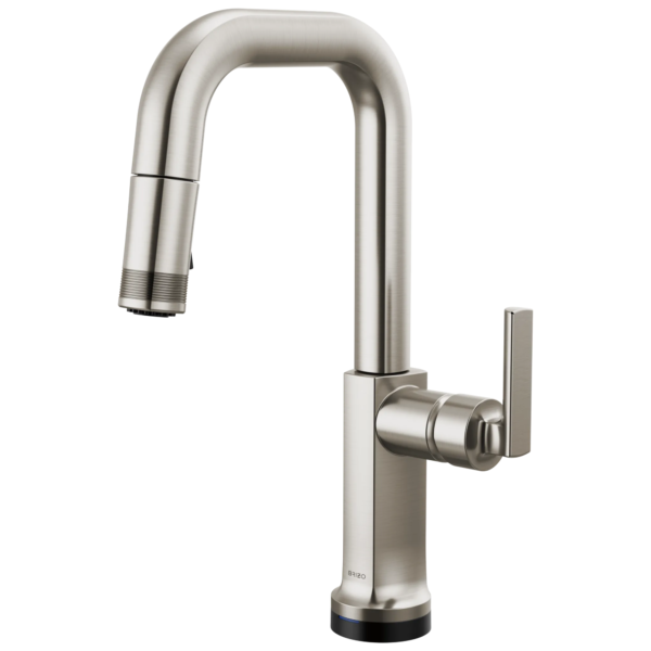 Brizo Kintsu SmartTouch® Pull-Down Prep Faucet with Square Spout in Lumicoat® Stainless with Lever handle, 64907LF-SSLHP-L--HLK006-SS-L
