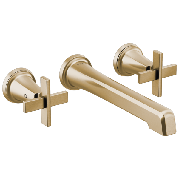 Brizo Levoir wall faucet in Brilliance® Luxe Gold® with Cross handles