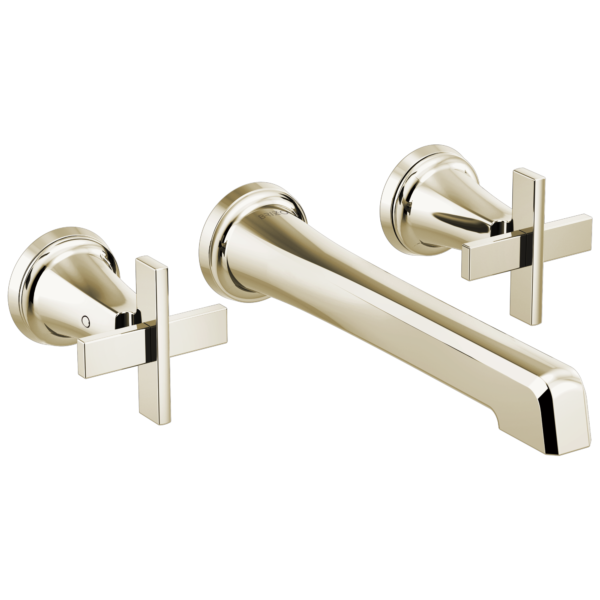 Brizo Levoir wall faucet in Brilliance® Polished Nickel with Cross handles