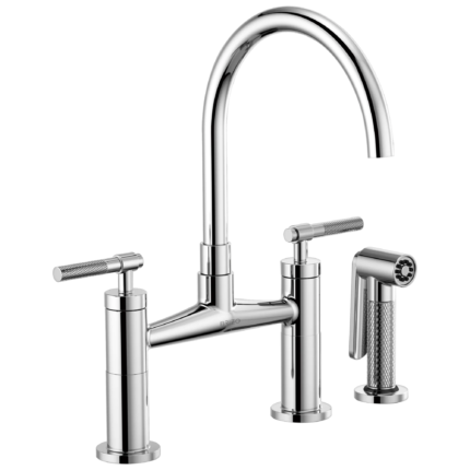 Brizo Litze Bridge Faucet with Arc Spout and Knurled Handle in Polished Chrome, 62543LF-PC