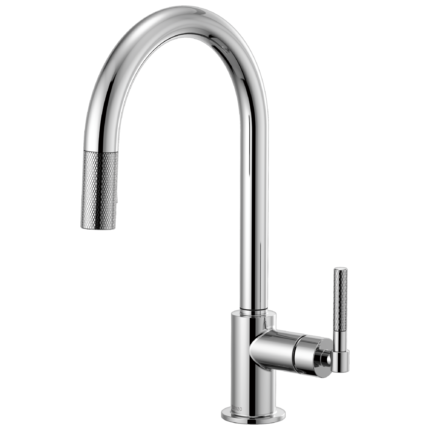 Brizo Litze Pull-Down Faucet with Arc Spout and Knurled Handle in Polished Chrome, 63043LF-PC