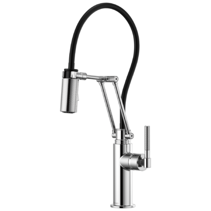 Brizo Litze Articulating Faucet with Knurled Handle in Polished Chrome, 63243LF-PC