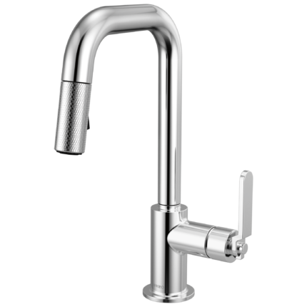 Brizo Litze Pull-Down Prep Faucet with Square Spout - Industrial Handle in Polished Chrome, 63954LF-PC