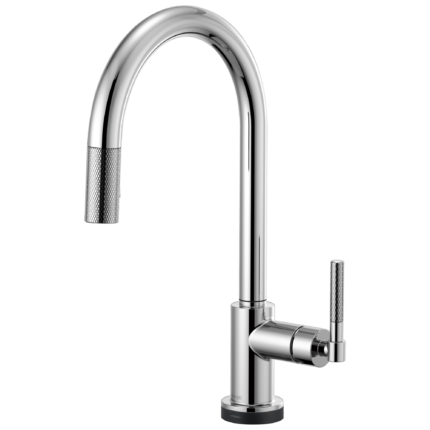 Brizo Litze SmartTouch® Pull-Down Kitchen Faucet with Arc Spout and Knurled Handle in Polished Chrome, 64043LF-PC