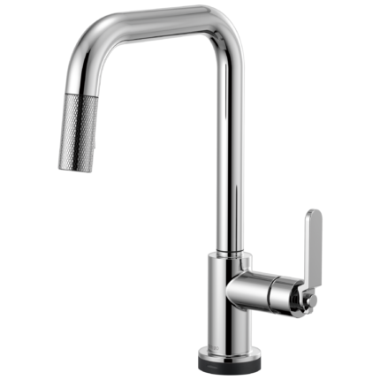 Brizo Litze SmartTouch® Pull-Down Kitchen Faucet with Square Spout and Industrial Handle in Polished Chrome, 64054LF-PC