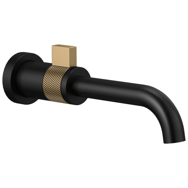 Brizo Litze wall mount faucet in Matte Black / Brilliance® Luxe Gold®
