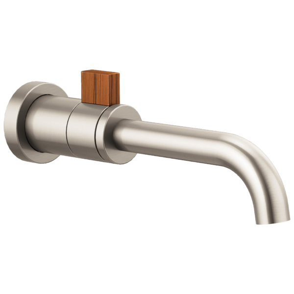 Brizo Litze wall mount faucet in Brilliance® Luxe Nickel® / Wood
