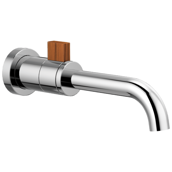 Brizo Litze wall mount faucet in Polished Chrome / Wood