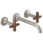 Brizo Odin wall mount faucet in Brilliance® Brushed Nickel with Wood Cross handles