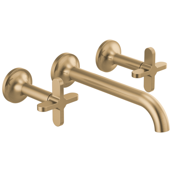 Brizo Odin wall mount faucet in Brilliance® Luxe Gold® with Cross handles