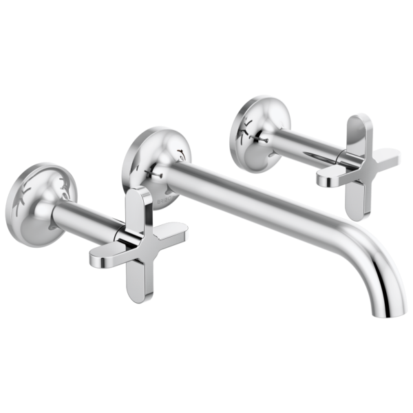 Brizo Odin wall mount faucet in Polished Chrome with Cross handles