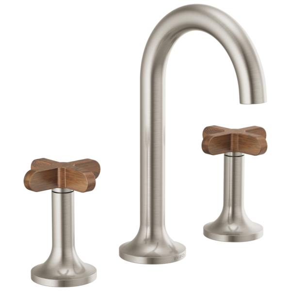 Brizo widespread faucet in Brilliance® Brushed Nickel with High Wood Cross handles
