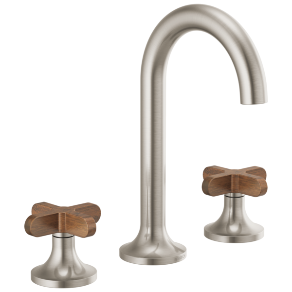 Brizo widespread faucet in Brilliance® Brushed Nickel with Low Wood Cross handles