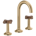 Brizo widespread faucet in Brilliance® Luxe Gold® with High Wood Cross handles