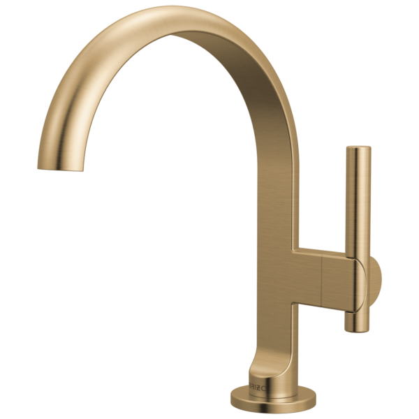Brizo Roccesco Arc single-hole faucet in Brilliance® Luxe Gold®