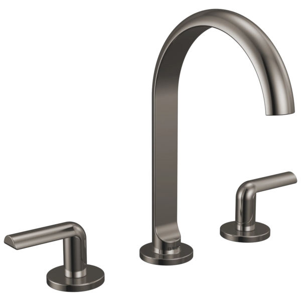 Brizo Roccesco Arc widespread faucet in Brilliance® Black Onyx with Bent Lever handles