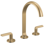 Brizo Roccesco Arc widespread faucet in Brilliance® Luxe Gold® with Bent Lever handles