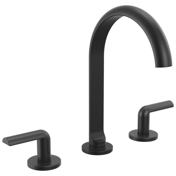 Brizo Roccesco Arc widespread faucet in Matte Black with Bent Lever handles