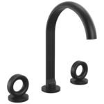 Brizo Roccesco Arc widespread faucet in Matte Black with Knob handles