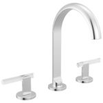 Brizo Roccesco Arc widespread faucet in Polished Chrome with Reeded Glass Lever handles