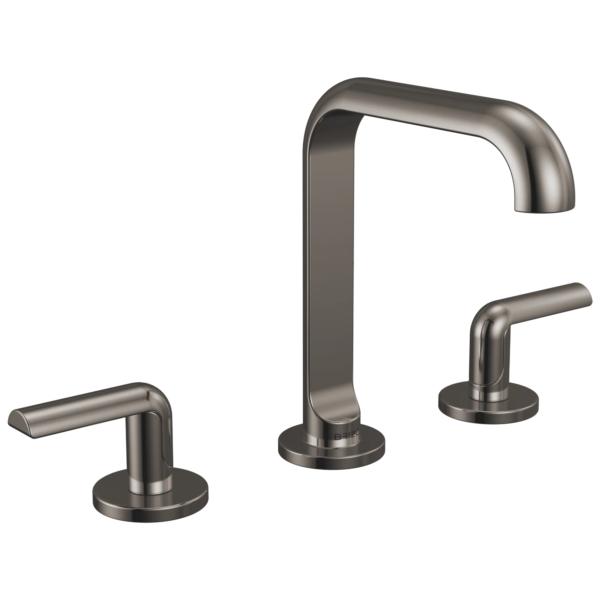 Brizo Roccesco Square widespread faucet in Brilliance® Black Onyx with Bent Lever handles