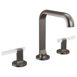 Brizo Roccesco Square widespread faucet in Brilliance® Black Onyx with Reeded Glass Lever handles