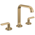 Brizo Roccesco Square widespread faucet in Brilliance® Luxe Gold® with Bent Lever handles