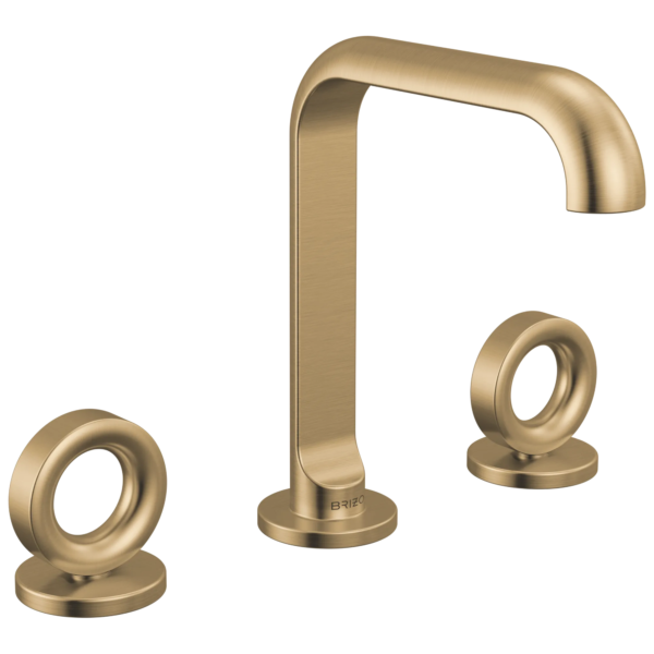Brizo Roccesco Square widespread faucet in Brilliance® Luxe Gold® with Knob handles