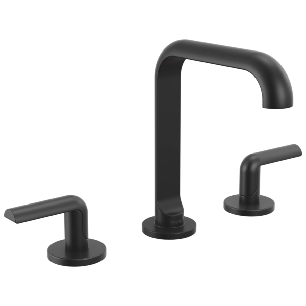 Brizo Roccesco Square widespread faucet in Matte Black with Bent Lever handles