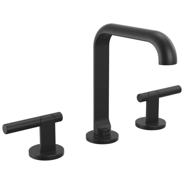 Brizo Roccesco Square widespread faucet in Matte Black with Lever handles
