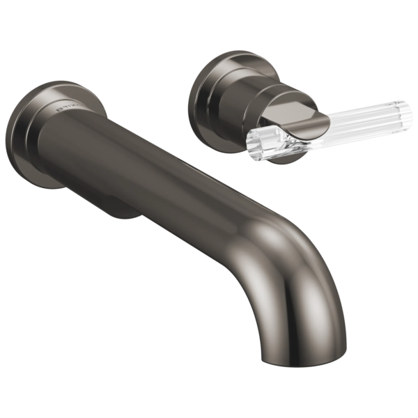 Brizo Roccesco wall mount faucet in Brilliance® Black Onyx with Clear Lever handle
