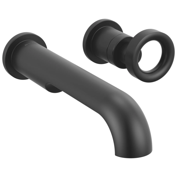 Brizo Roccesco wall mount faucet in Matte Black with Knob handle